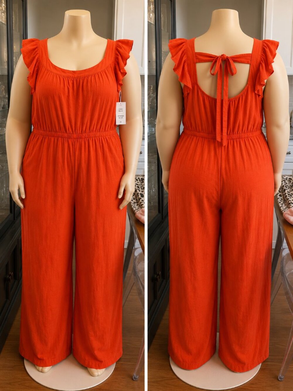 H&M Red/Orange Linen Blend Jumpsuit – New With Tags